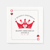 21th誕生日クイーンオブカジノハートトランプのポーカーカード スタンダードカクテルナプキン (正面)