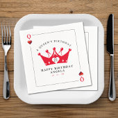 21th誕生日クイーンオブカジノハートトランプのポーカーカード スタンダードカクテルナプキン