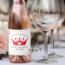 21th誕生日クイーンオブカジノハートトランプのポーカーカード スパークリングワインラベル