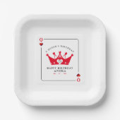 21th誕生日クイーンオブカジノハートトランプのポーカーカード ペーパープレート (正面)