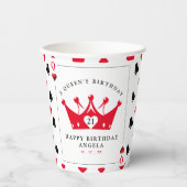 21th誕生日クイーンオブカジノハートトランプのポーカーカード 紙コップ (正面)