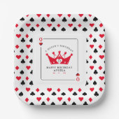21th誕生日クイーンオブカジノハートパターン ペーパープレート (正面)