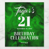 21th誕生日グリーンからブラックウォーター色ワインラベル ワインラベル (シングルラベル)