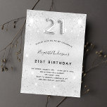 21th誕生日シルバーメタルグリッターダストグラム インビテーションポストカード<br><div class="desc">21モダン歳のスタイリッシュ誕生日パーティーへの魅力的な招待。銀フェイク色の背景、飾グリッターの塵。名前とパーティー・詳細のパーソナライズおよび追加21番はバ書ロンスタイルフォント、スクリプト付き。背面：シルバー背景、はがきデザイン。ヒントもし：ハガキのように見せたくなクリック、後ろカスタマイズに行き、仕切りとポストスタンプを取り除く。</div>