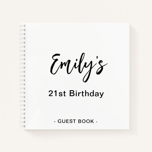 21th誕生日パーティーゲストブック |白黒 ノートブック (正面)