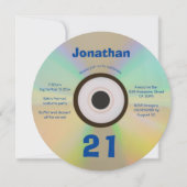 21th誕生日パーティーフェイクCDレトロ90s音楽 招待状 (正面)