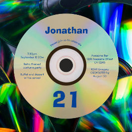 21th誕生日パーティーフェイクCDレトロ90s音楽 招待状