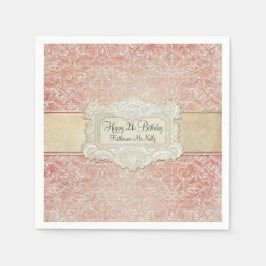 21th誕生日パーティーヴィンテージフランスのリージェンシーレース スタンダードカクテルナプキン