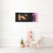 21th誕生日ブラックピンクの金ゴールドドリップフォト 横断幕 (インサイチュ)