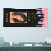 21th誕生日ブラックピンクの金ゴールドドリップフォト 横断幕 (トレードショー)