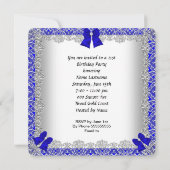 21th誕生日ブルーハイヒールシューシルバーレース 招待状 (裏面)