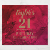 21th誕生日レッドからブラックウォーター色きらめくWi スパークリングワインラベル (シングルラベル)