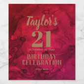 21th誕生日レッドからブラックウォーター色のワインラベル ワインラベル (シングルラベル)