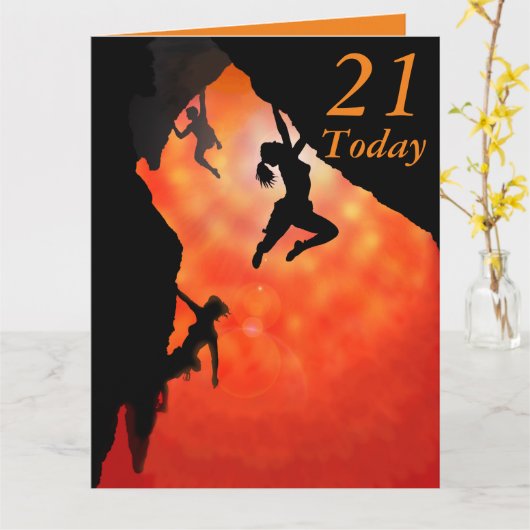 21th誕生日ロッククライマーズアートカード カード (黄色い花)