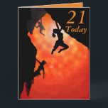 21th誕生日ロッククライマーズアートカード カード<br><div class="desc">前面に「21 today」とJ.M.Tellam BA(hons)による「太陽の岩の登山」アートを取り上げ、カスタマイズ可能な文字「ハッピーバースデー」をこのカード内に搭載した（カスタマイズ可能な）挨拶「21 today」は忘れられない。</div>