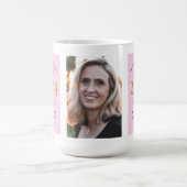 21th Birthday 2004 Pink Gray名前フォトラージ コーヒーマグカップ (中央)