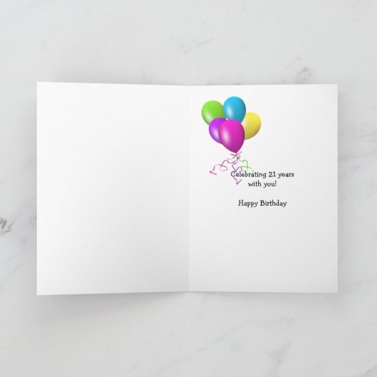 21th Birthday Beer for O甥 カード (内部)