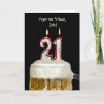 21th Birthday Beer for Sister カード<br><div class="desc">誕生日のキャンドルはシスターの21歳の誕生日のためにビール。</div>