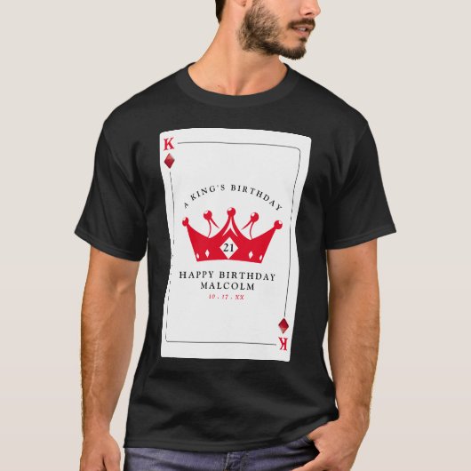 21th Birthday King of Diamonds Casinoトランプのポーカーカード Tシャツ (正面)
