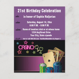 21th Birthday Las Vegas or Casino 招待状