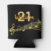 21th birthday music notesブラック金ゴールド名 缶クーラー (裏面)