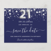 21th birthday navy blue silver star dateカー救ド (正面)