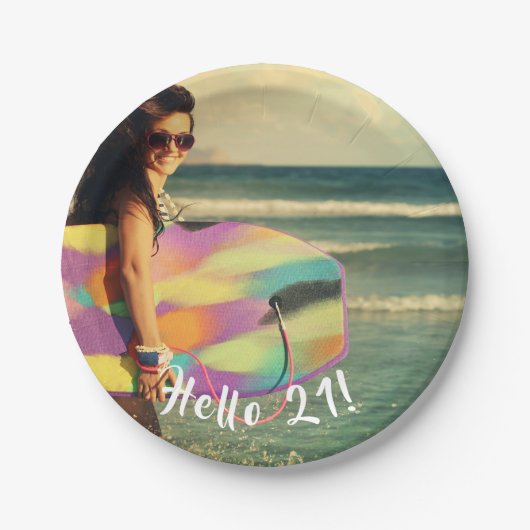21th birthday photo hello 21 ペーパープレート (正面)
