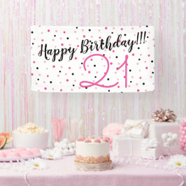 21th Birthday PINKをテーマにしたハッピーバースデーパーティー 横断幕