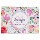 21th birthday pink purpleフローラ名エレガント ラージペーパーバッグ (裏面)