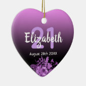 21th birthday purple blackフローラ名 セラミックオーナメント (右)