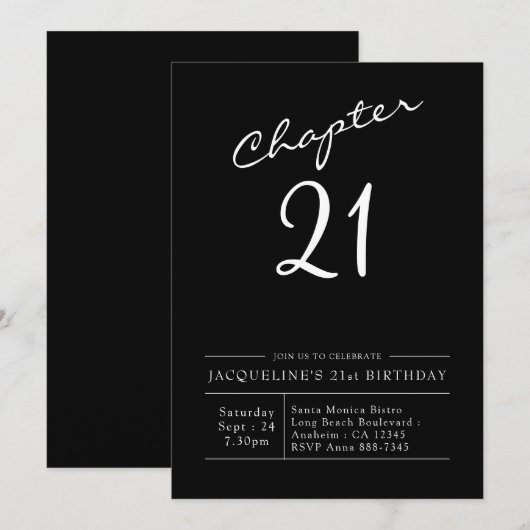 21th Birthday Script 21パーティー 招待状 (正面/裏面)