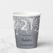 21th birthday silverグリッター名 紙コップ (裏面)