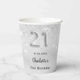 21th birthday silverグリッター名glamorous 紙コップ