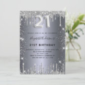 21th birthday silverグリッター 招待状 (スタンド正面)