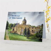 21th Birthday Wishes Castle Howard カスタマイズ York カード (黄色い花)