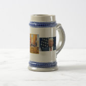 22のozの青か灰色のマグのドナルド・トランプ ビールジョッキ (正面右)