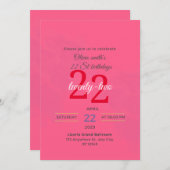 22エレガントst誕生日ホットピンク招待状 招待状 (正面/裏面)