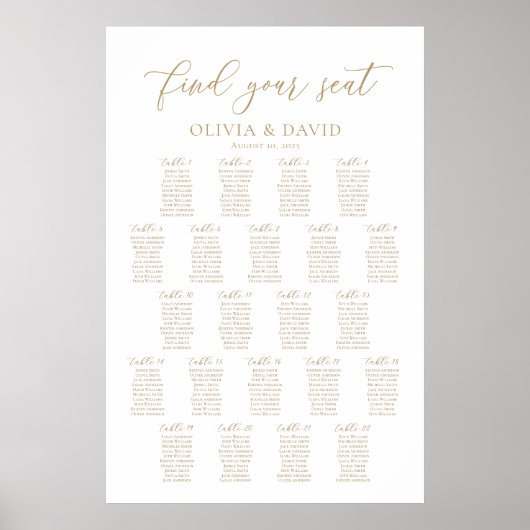 22テーブエレガントル席の座席表を見つける ポスター (正面)