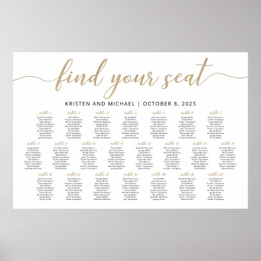 22テーブル席の座席表プランを見つける ポスター (正面)