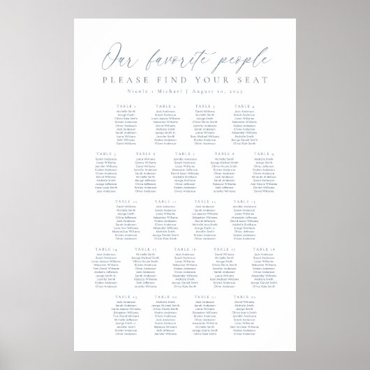 22テーブル私たちお気に入りのの人の座席表 ポスター (正面)