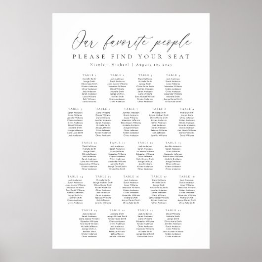 22テーブル私たちお気に入りのの人の座席表 ポスター (正面)
