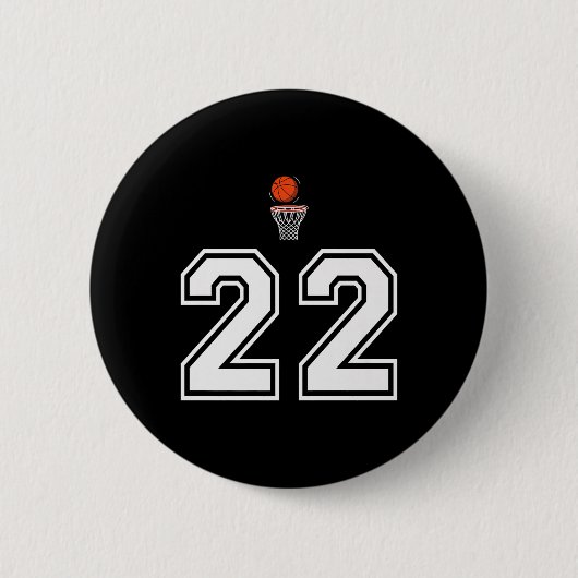 22バスケットボールバスケットボールスタイルヴィンテージホワイトプレミアム 缶バッジ (正面)