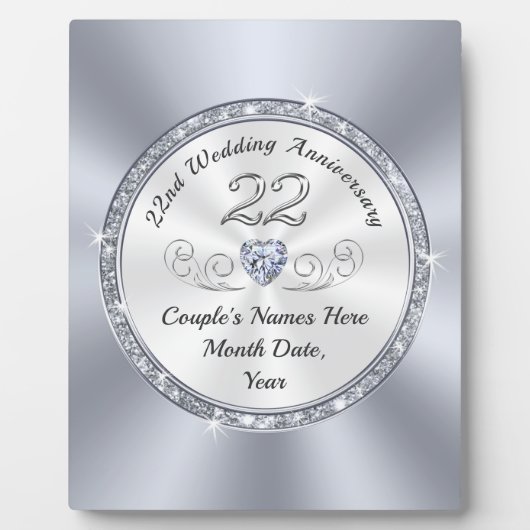 22パーソナライズされた周年記念結婚贈答品 フォトプラーク (正面)