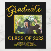 22ブラック金ゴールドグリッターの大学院写真クラス ワインラベル (シングルラベル)