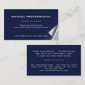 22モダンプロフェッショナル名刺青銀色 名刺 (正面/裏面)