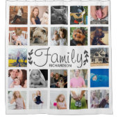 22モダン家族写真コラージュ&ネームシャワーカータ シャワーカーテン (正面)