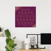 22卓カシスブルーの結婚式座席表 ゴールド ポスター (ホームオフィス)