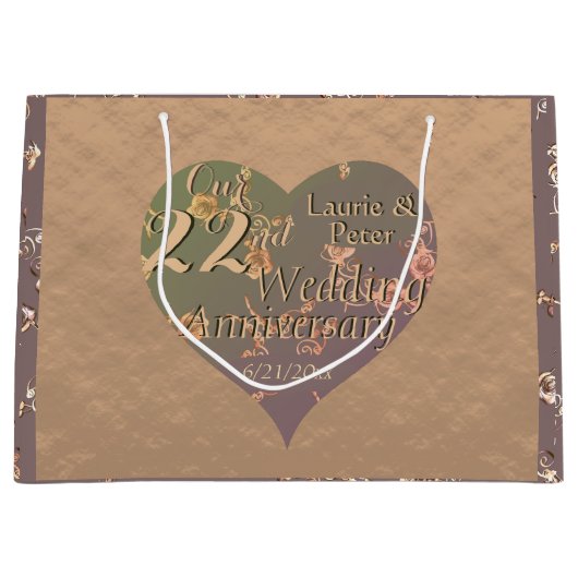 22周年記念ギフトバッグ(銅婚式) ラージペーパーバッグ (正面)
