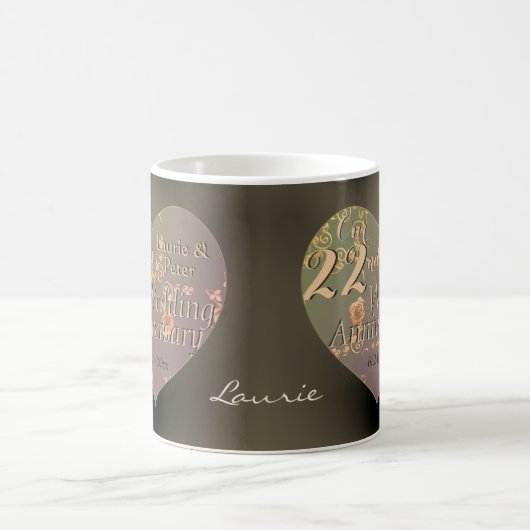 22周年記念結婚ハートバラログ コーヒーマグカップ (中央)