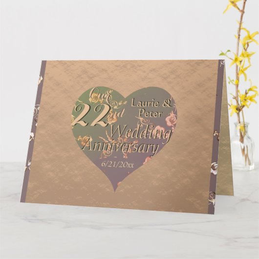 22周年記念結婚ハートバラ カード (黄色い花)